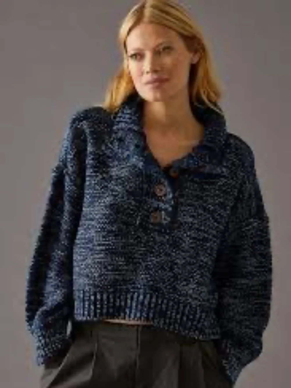 Anthropologie Pilcro Marled Henley Sweater Small